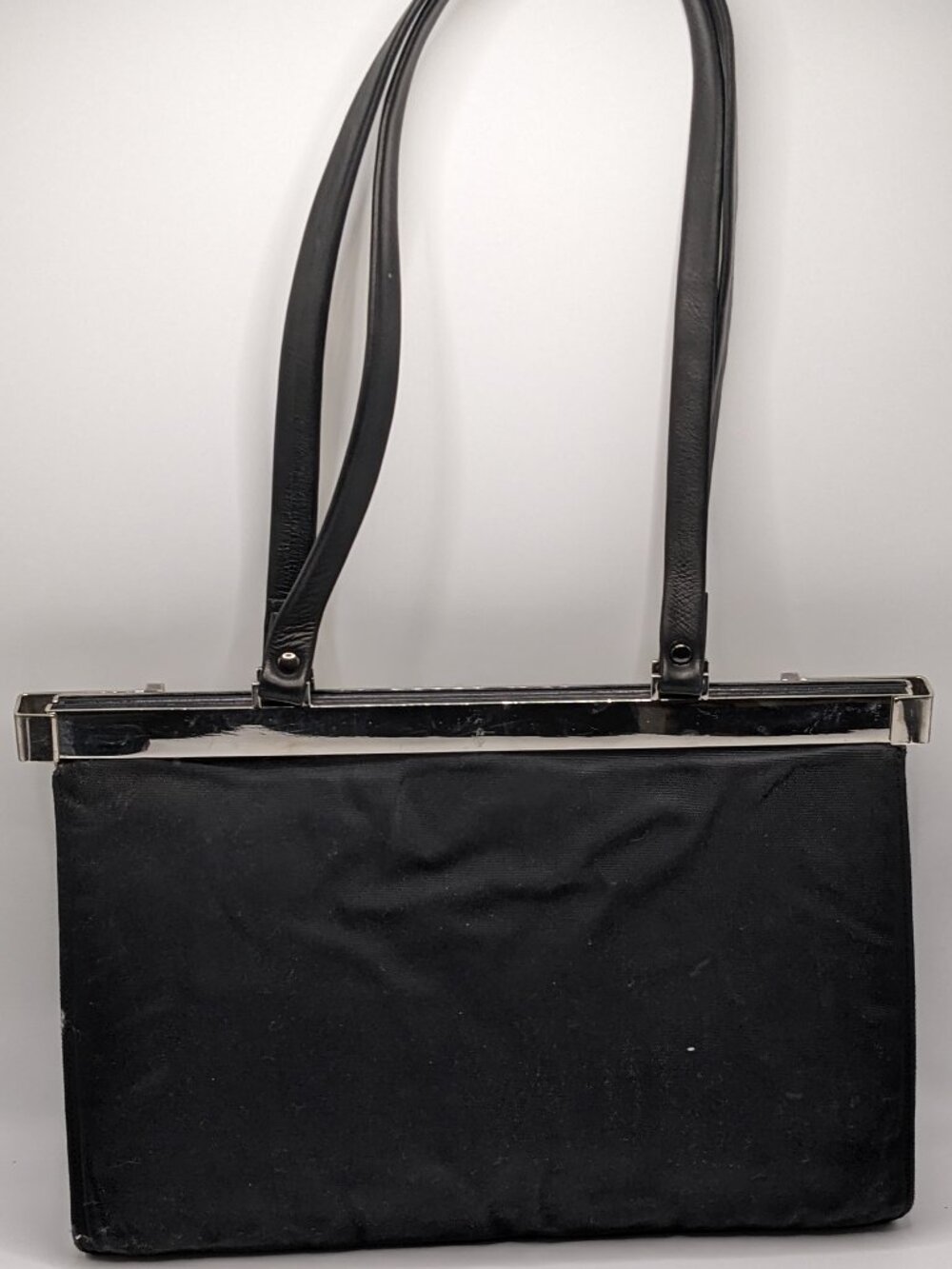 Vintage Gucci Black Nylon Structured Frame Tote- AS-IS